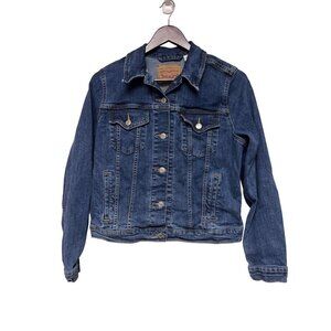 Levi's Blue Jean Denim Trucker Jacket Button Closure Girl's Size Large